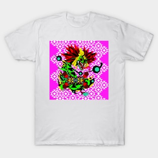 quetzalcoatl dragon ecopop in floral aztec zentangle kaiju art T-Shirt